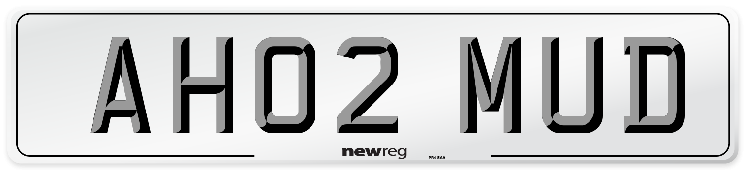 AH02 MUD Number Plate from New Reg